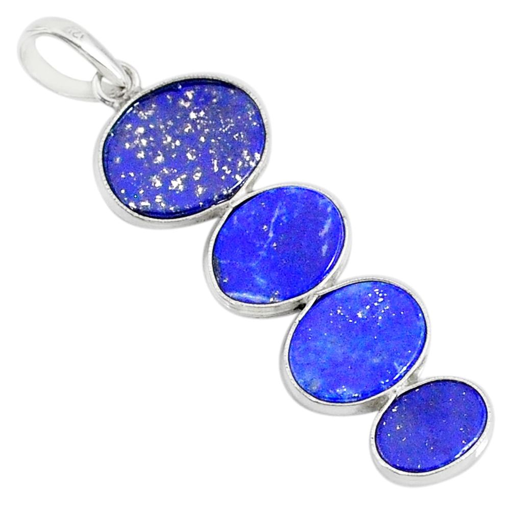 8.82cts natural blue lapis lazuli 925 sterling silver pendant jewelry r87936