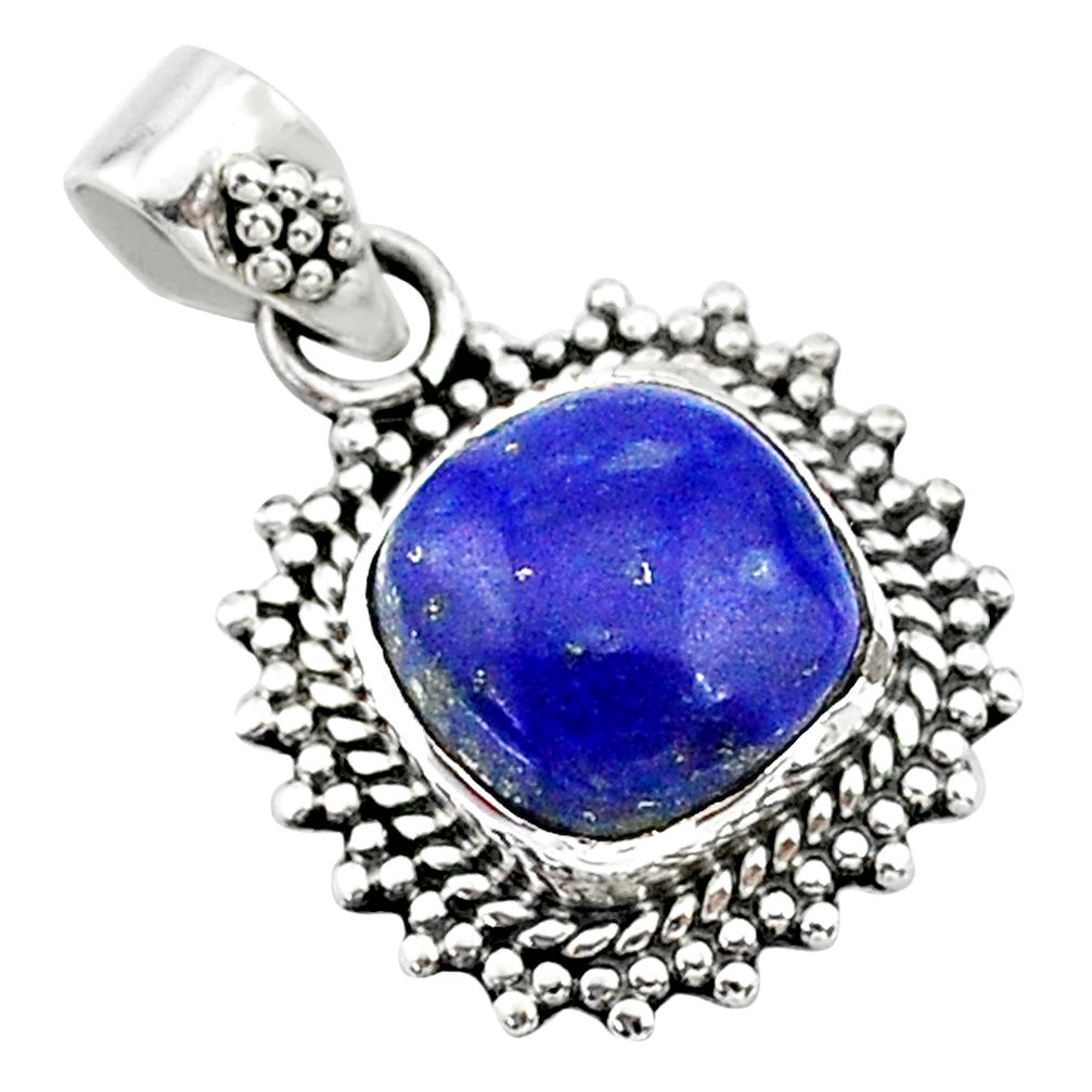 5.14cts natural blue lapis lazuli 925 sterling silver pendant jewelry t14506