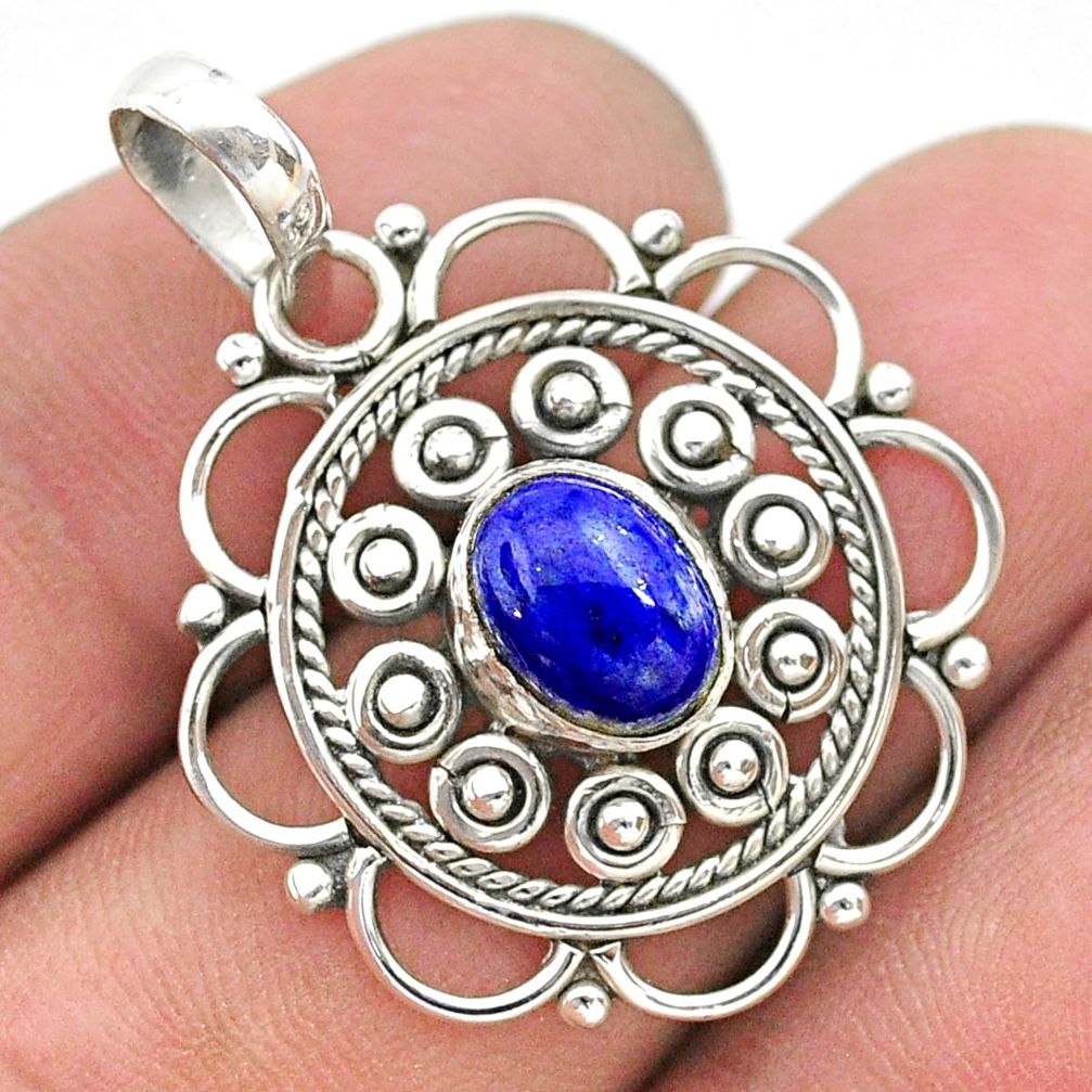 2.04cts natural blue lapis lazuli 925 sterling silver pendant jewelry t32758