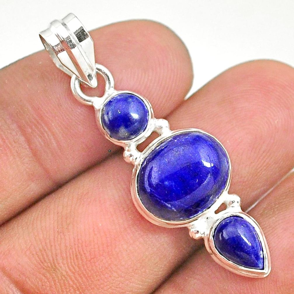 8.26cts natural blue lapis lazuli 925 sterling silver pendant jewelry t34810