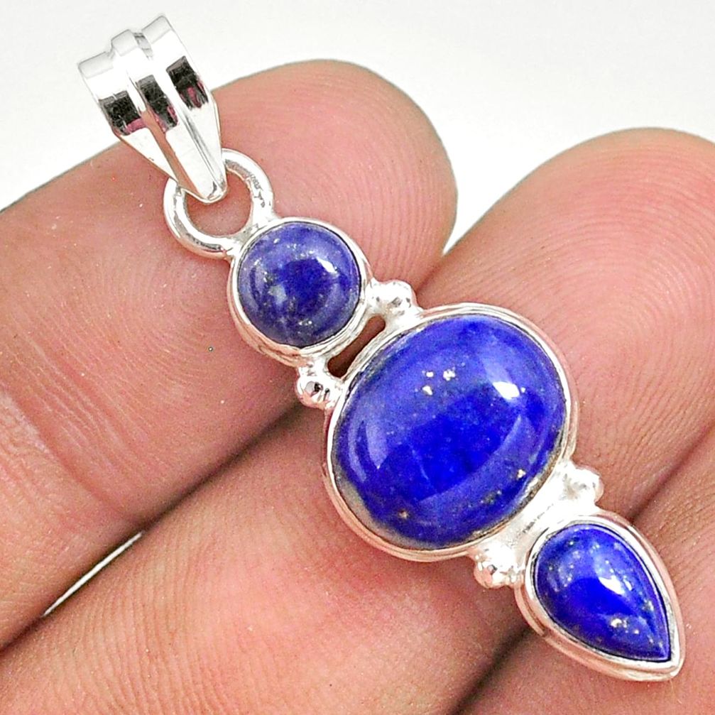 9.18cts natural blue lapis lazuli 925 sterling silver pendant jewelry t34814