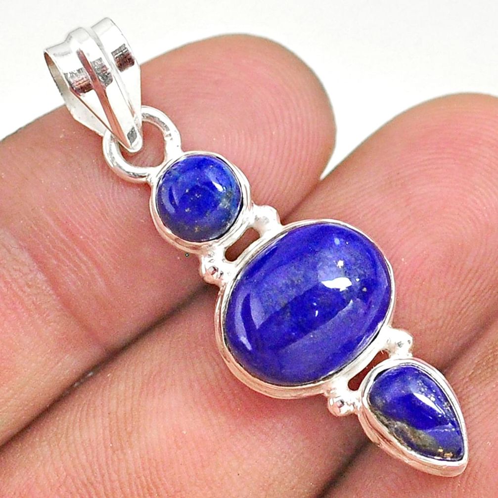 9.08cts natural blue lapis lazuli 925 sterling silver pendant jewelry t34817