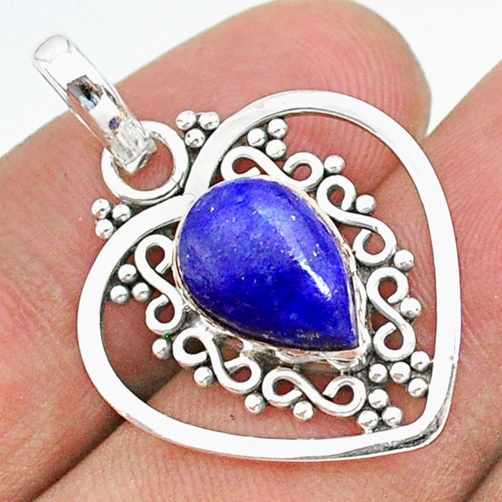 4.48cts natural blue lapis lazuli 925 sterling silver pendant jewelry t35712