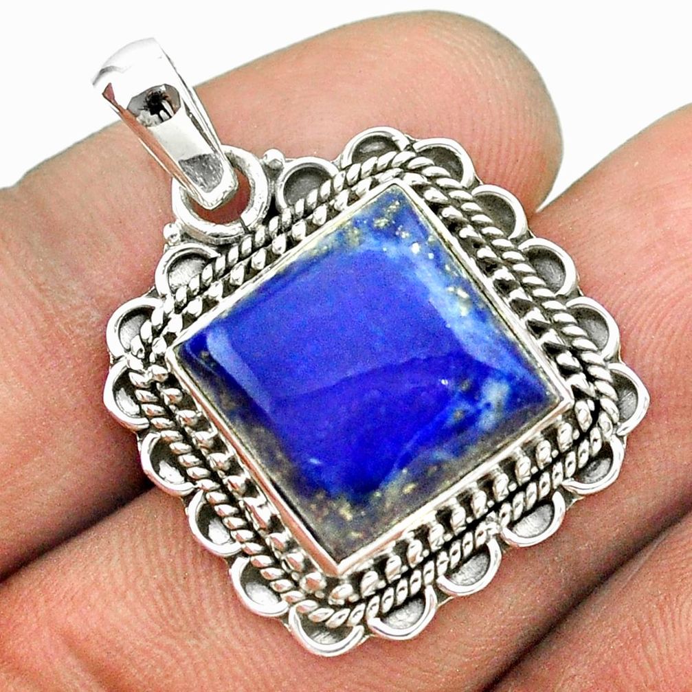 11.02cts natural blue lapis lazuli 925 sterling silver pendant jewelry t53138