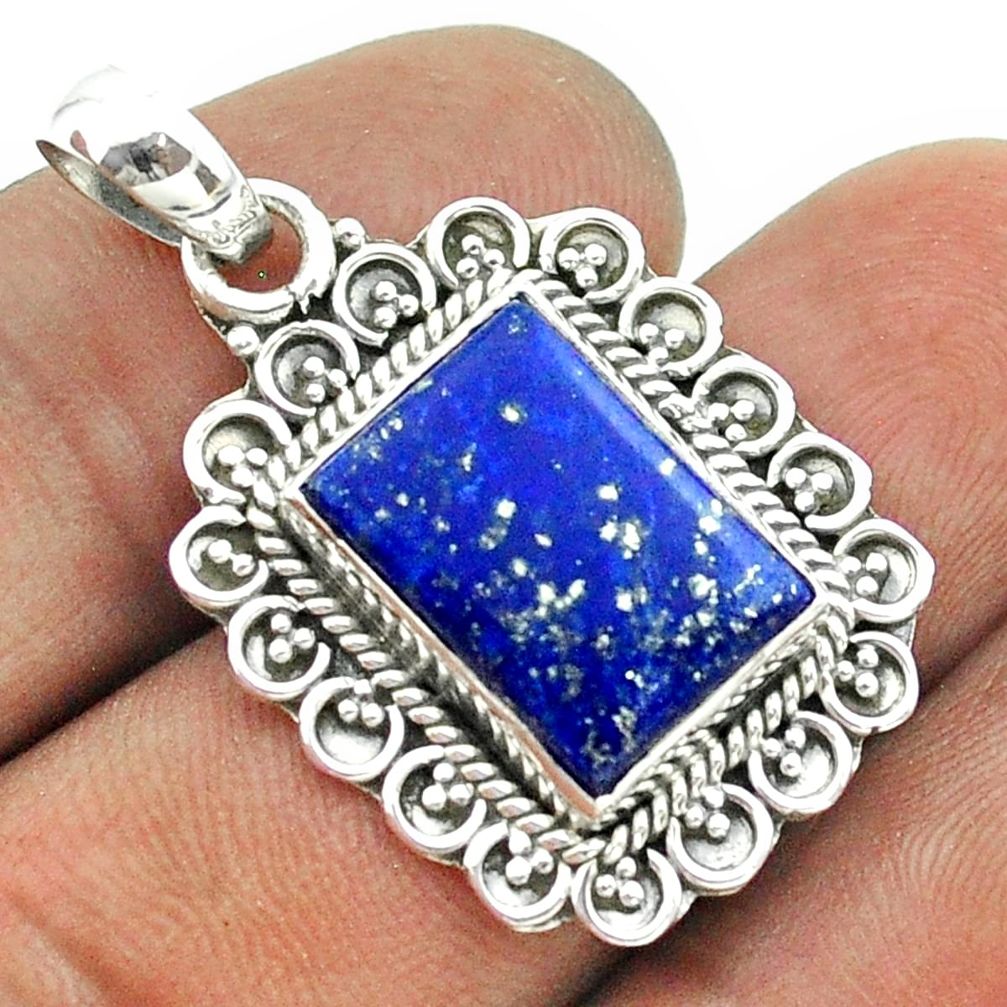 6.58cts natural blue lapis lazuli 925 sterling silver pendant jewelry t55987