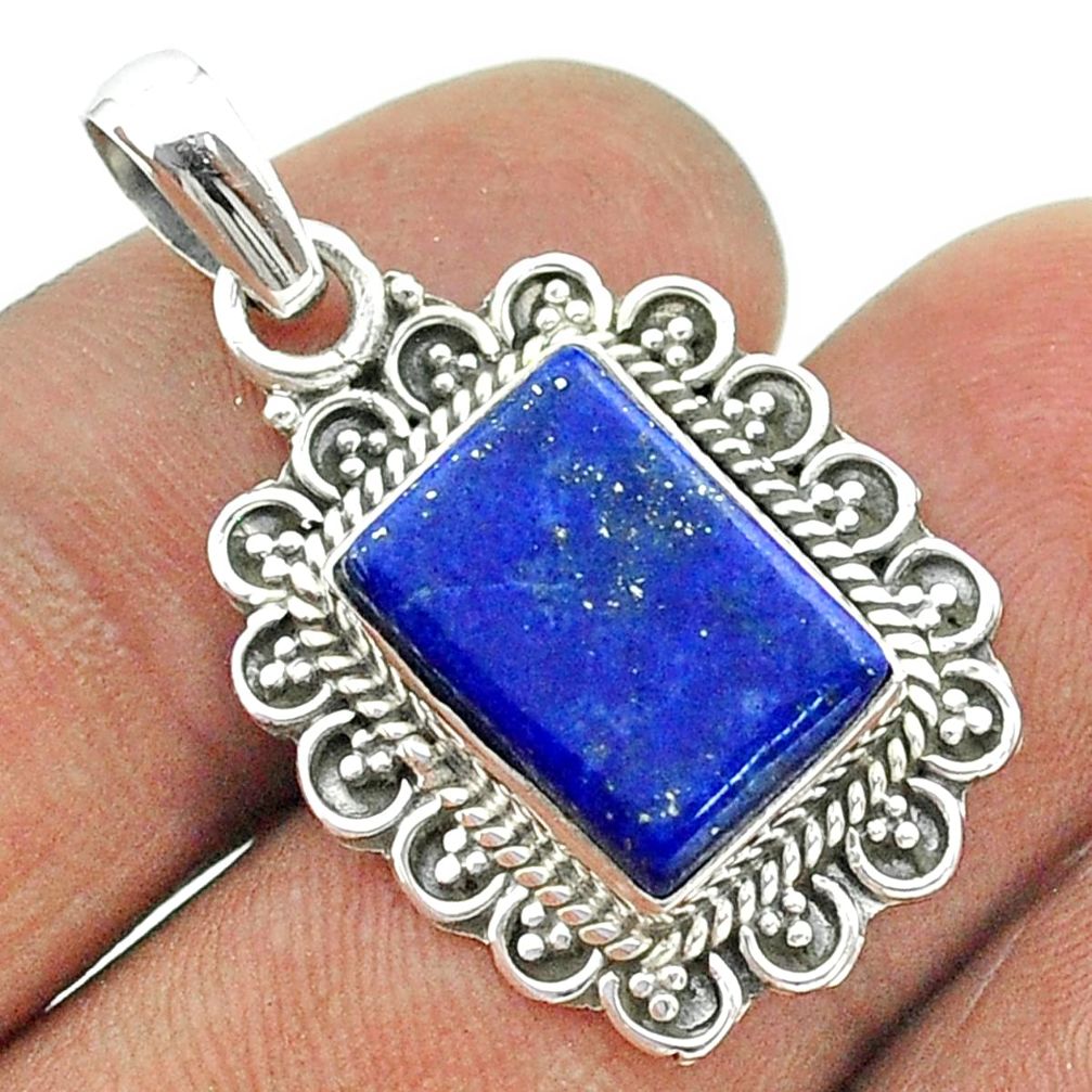 5.75cts natural blue lapis lazuli 925 sterling silver pendant jewelry t56006