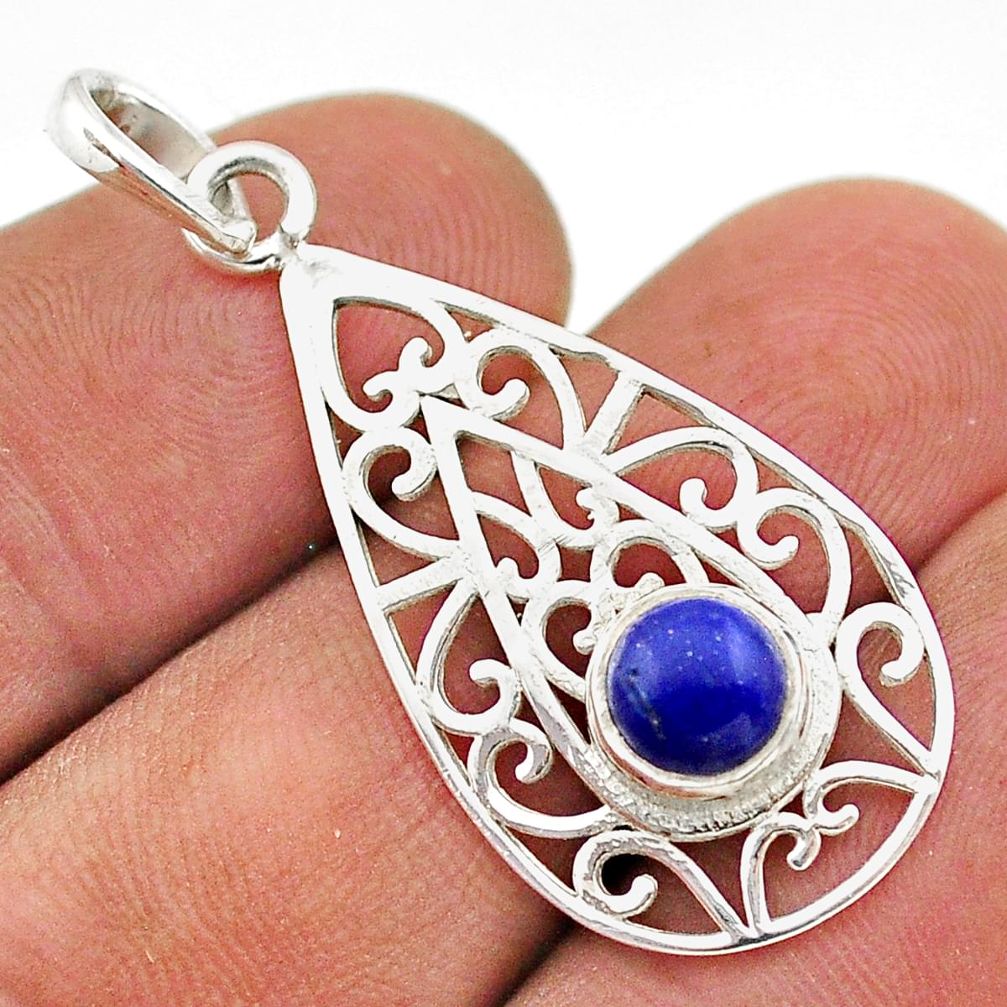 1.29cts natural blue lapis lazuli 925 sterling silver pendant jewelry t68528
