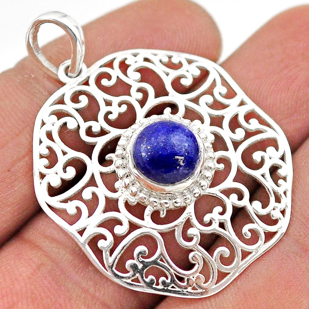 2.77cts natural blue lapis lazuli 925 sterling silver pendant jewelry t68564