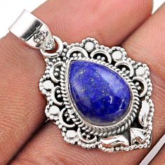6.33cts natural blue lapis lazuli 925 sterling silver pendant jewelry t84850