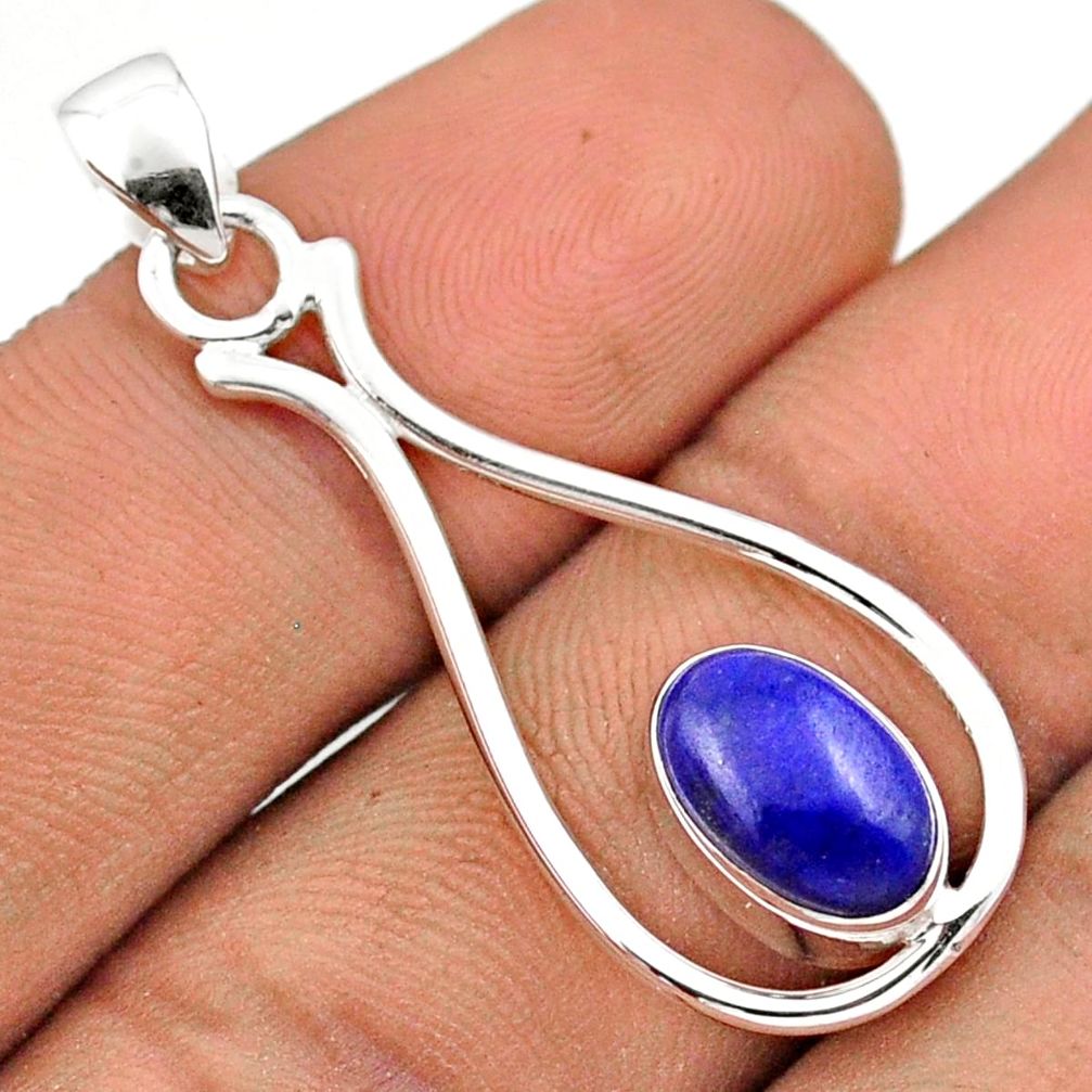 2.42cts natural blue lapis lazuli 925 sterling silver geometric pendant jewelry u13930