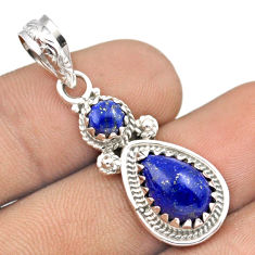 4.69cts natural blue lapis lazuli 925 sterling silver pendant jewelry u16745