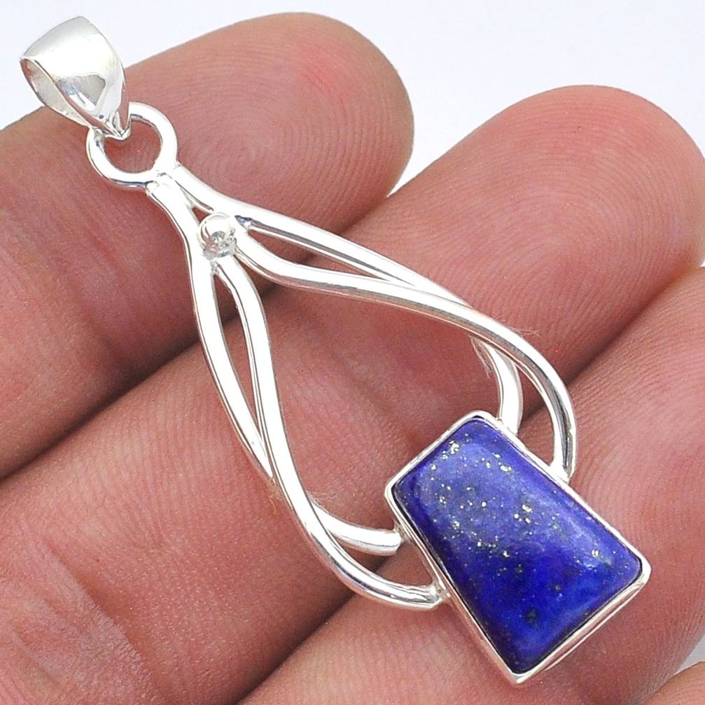 5.03cts natural blue lapis lazuli 925 sterling silver pendant jewelry u61691