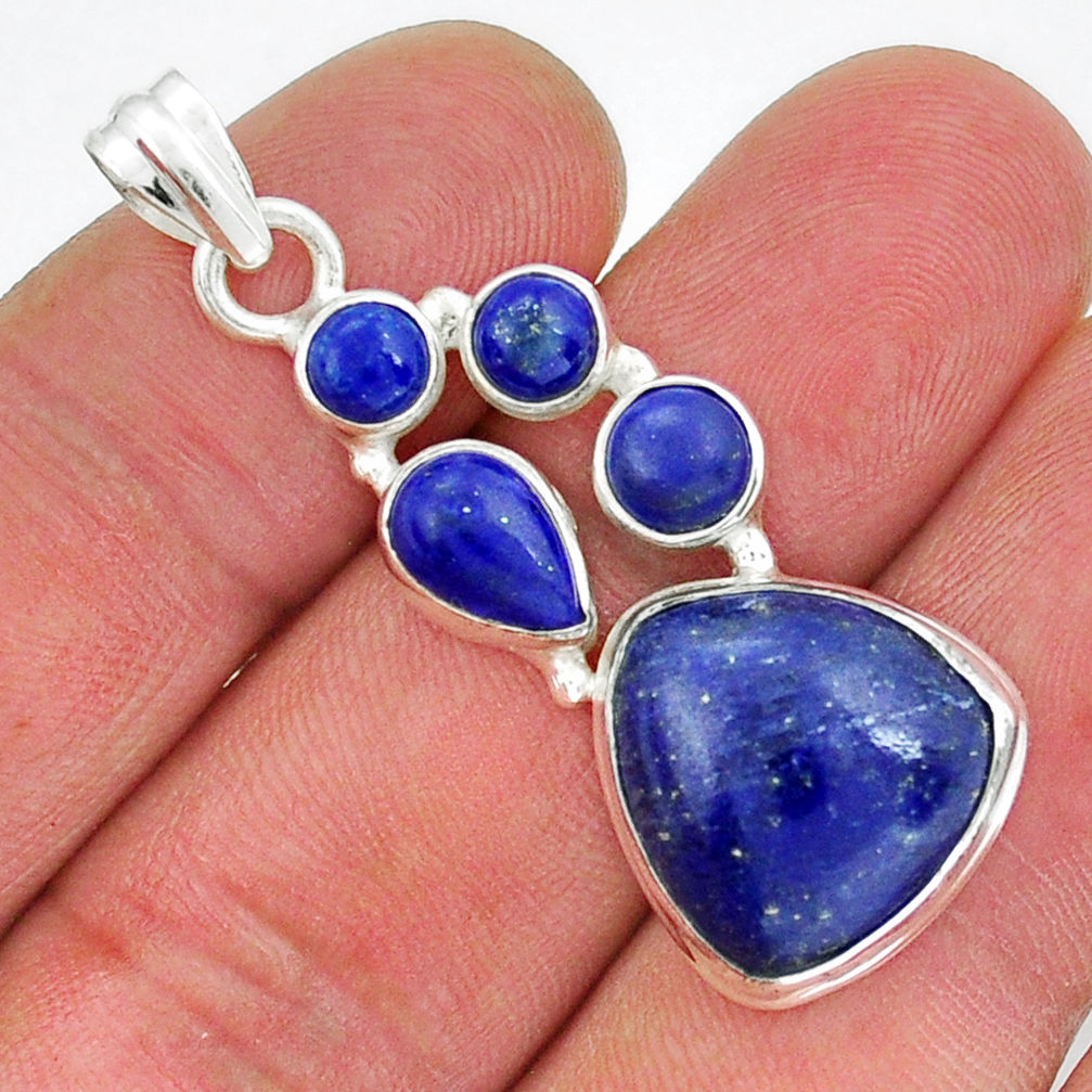 14.20cts natural blue lapis lazuli 925 sterling silver pendant jewelry y18057