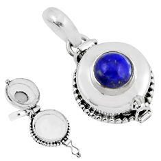 3.17cts natural blue lapis lazuli 925 sterling silver poison box pendant y54200