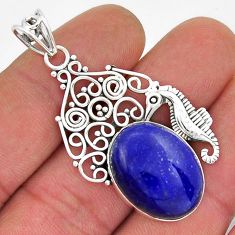 19.03cts natural blue lapis lazuli 925 sterling silver seahorse pendant y21553