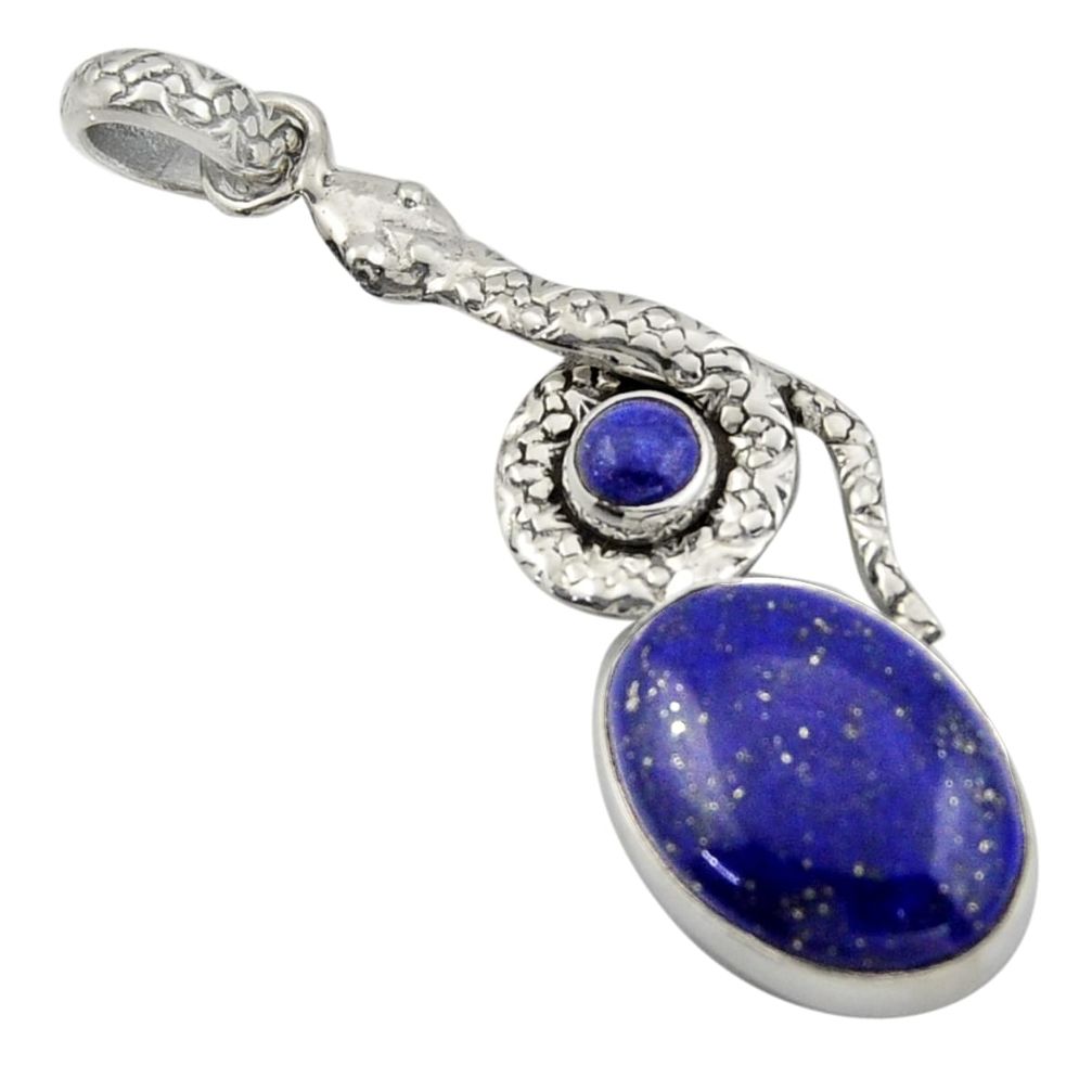 14.88cts natural blue lapis lazuli 925 sterling silver snake pendant d47261