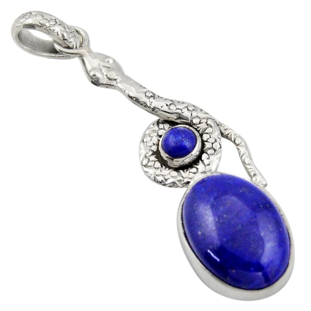 14.88cts natural blue lapis lazuli 925 sterling silver snake pendant d47263