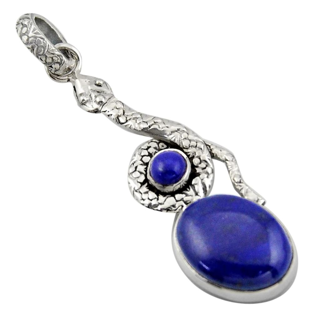 10.35cts natural blue lapis lazuli 925 sterling silver snake pendant d47266