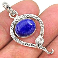 5.51cts natural blue lapis lazuli 925 sterling silver snake pendant t35608