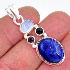 13.28cts natural blue lapis lazuli amethyst moonstone 925 silver pendant y18071