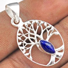 2.14cts natural blue lapis lazuli marquise silver tree of life pendant t88767
