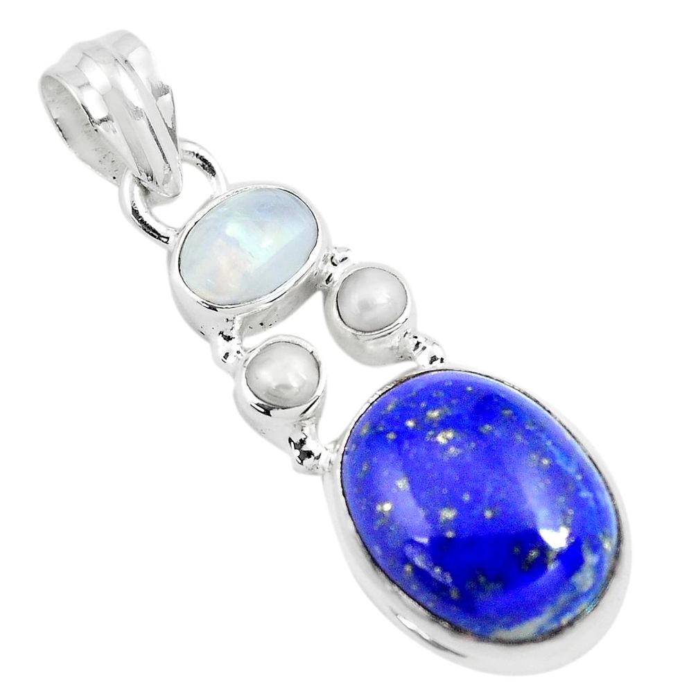 blue lapis lazuli moonstone 925 sterling silver pendant p70444