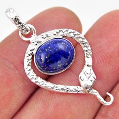 5.02cts natural blue lapis lazuli oval 925 sterling silver snake pendant y42022