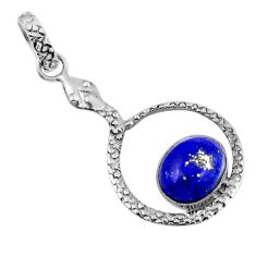 4.99cts natural blue lapis lazuli oval 925 sterling silver snake pendant y47464