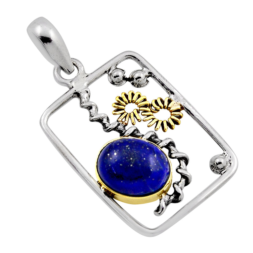 5.36cts natural blue lapis lazuli oval sterling silver pendant jewelry n25778