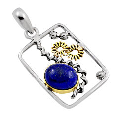 5.36cts natural blue lapis lazuli oval sterling silver pendant jewelry n25778