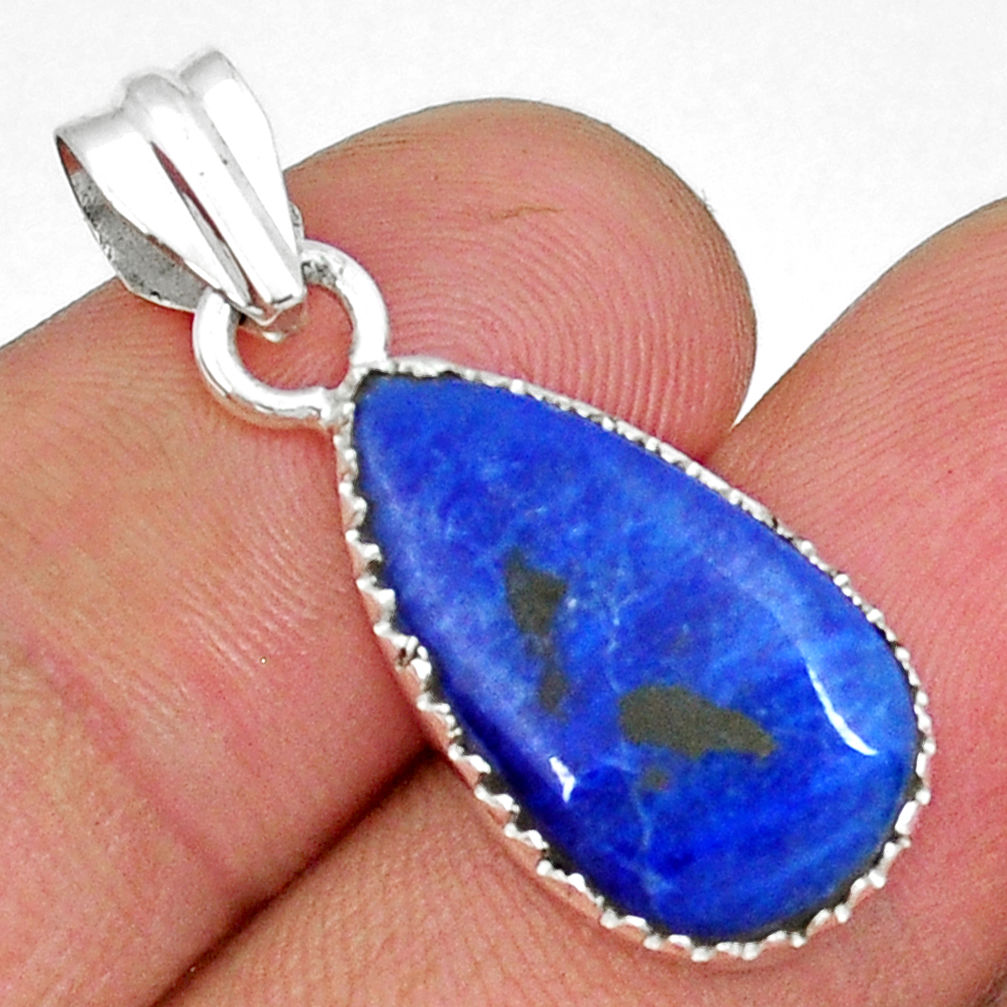 7.82cts natural blue lapis lazuli pear 925 sterling silver pendant jewelry y9842