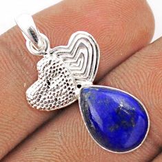 4.85cts natural blue lapis lazuli pear sterling silver seahorse pendant t82772