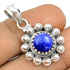 4.68cts natural blue lapis lazuli round 925 sterling silver pendant u16686