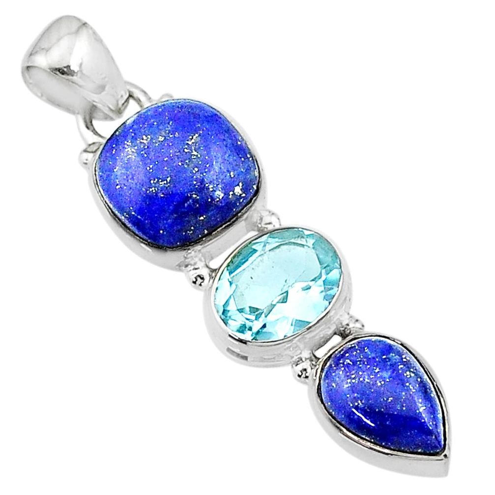 10.32cts natural blue lapis lazuli topaz 925 sterling silver pendant t18784