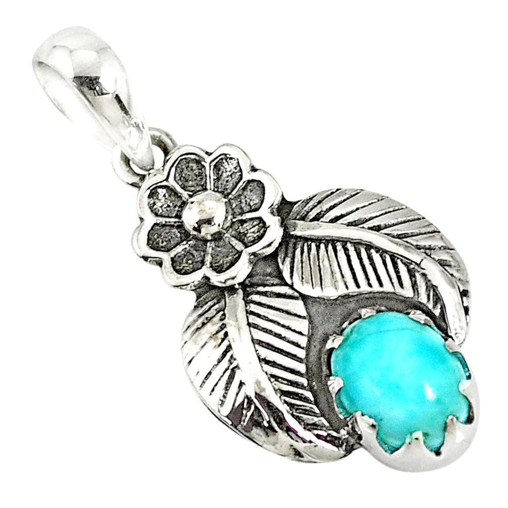 2.17cts natural blue larimar 925 sterling silver flower pendant jewelry r77754