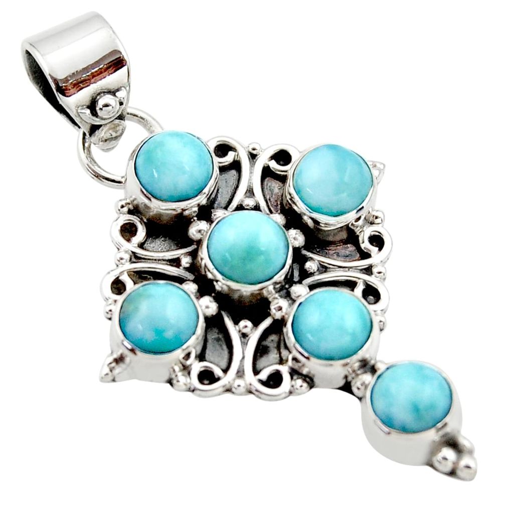 5.38cts natural blue larimar 925 sterling silver holy cross pendant r34981