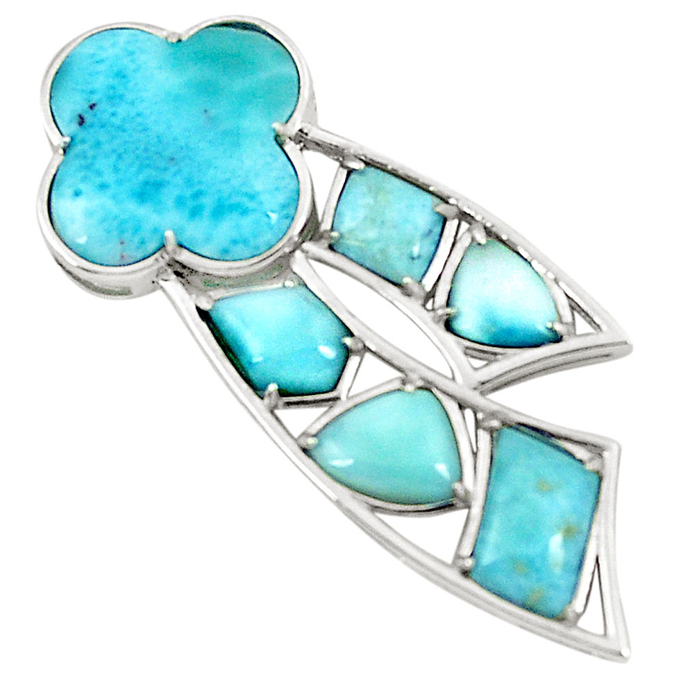 Natural blue larimar 925 sterling silver pendant jewelry a76552 c13995