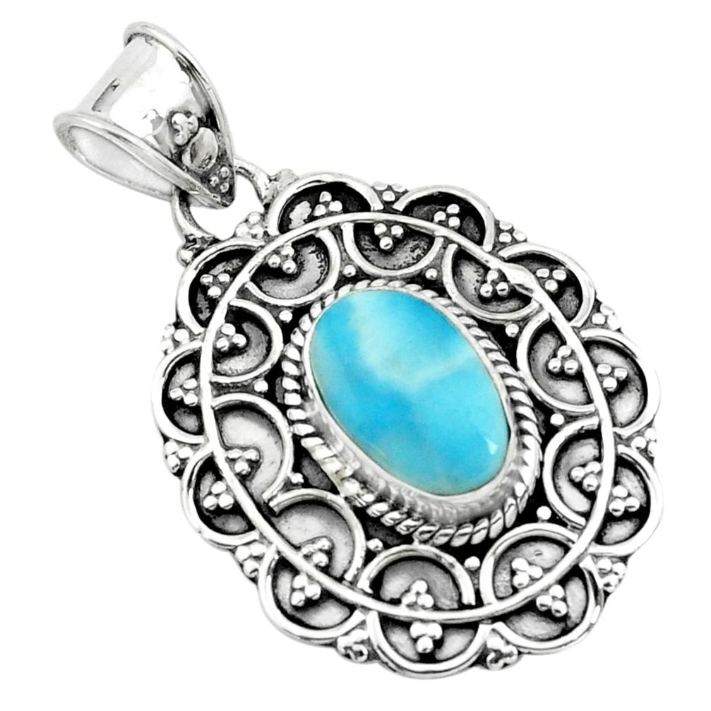 4.22cts natural blue larimar 925 sterling silver pendant jewelry p66646