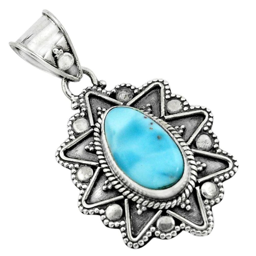 4.70cts natural blue larimar 925 sterling silver pendant jewelry p66672