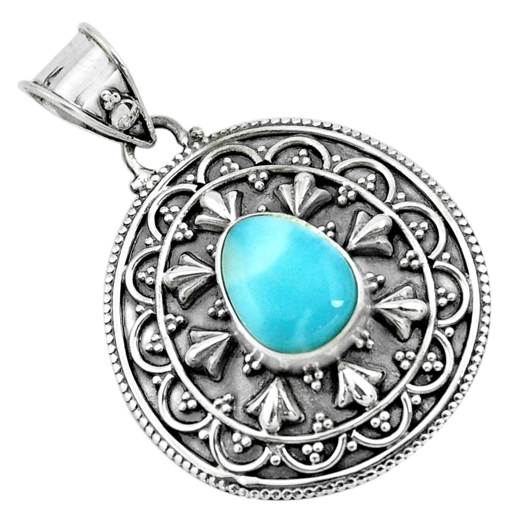 4.55cts natural blue larimar 925 sterling silver pendant jewelry p66675