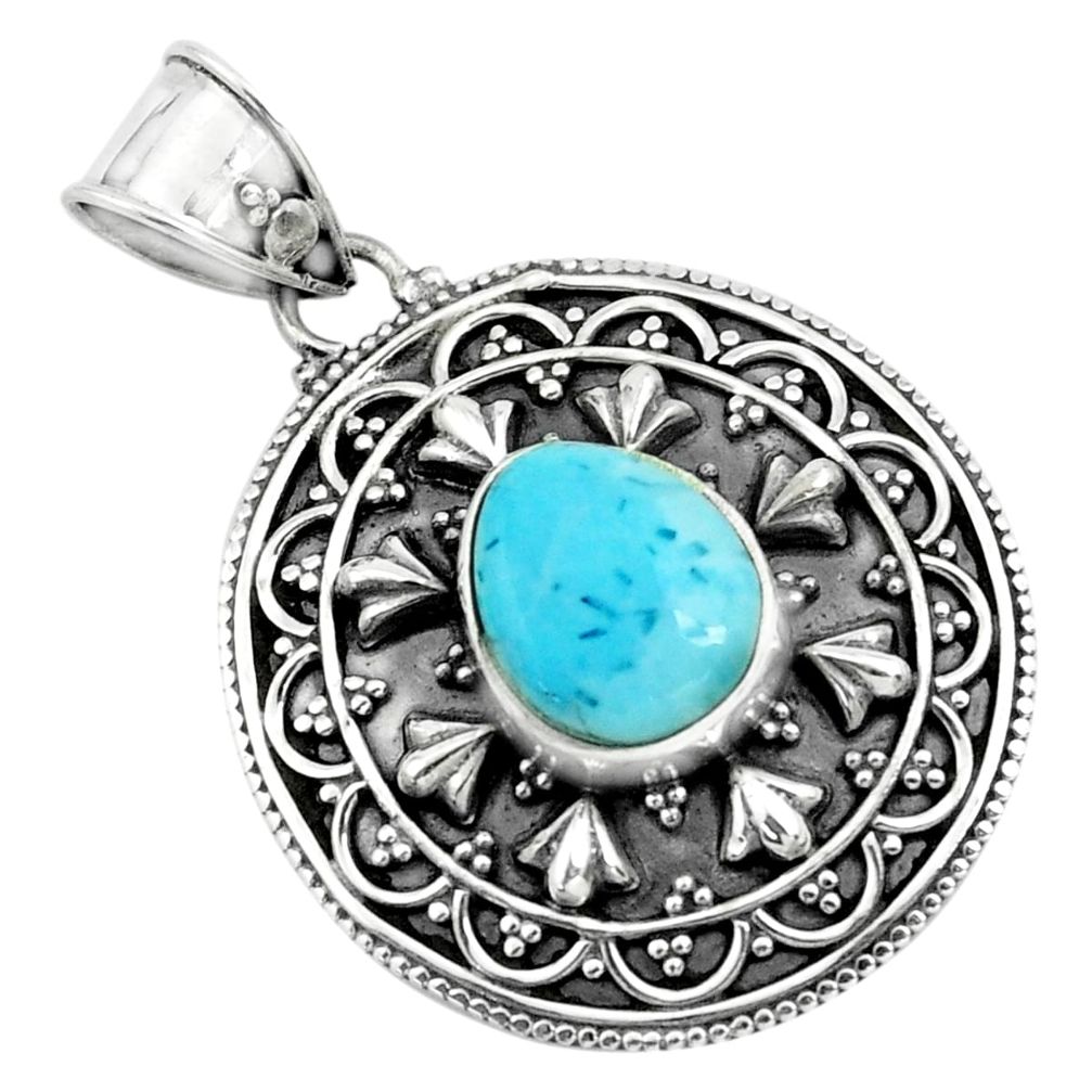 4.55cts natural blue larimar 925 sterling silver pendant jewelry p66678