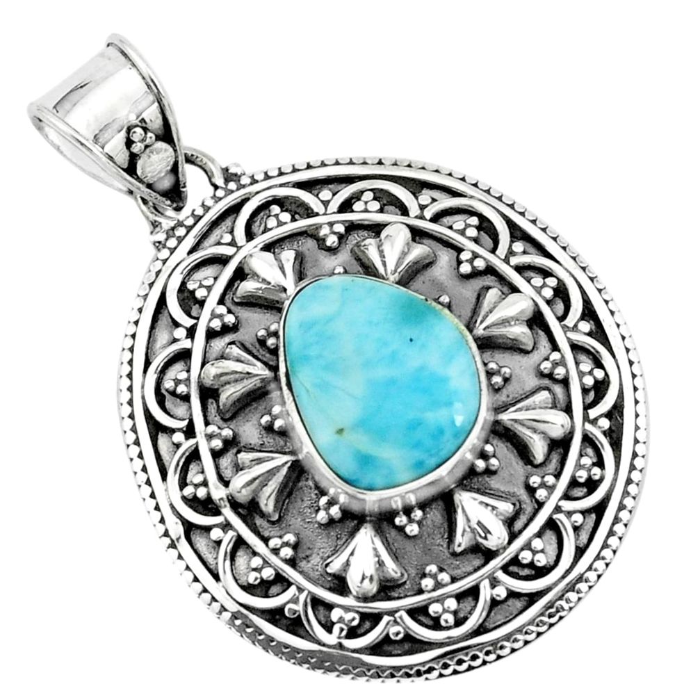 4.55cts natural blue larimar 925 sterling silver pendant jewelry p66680