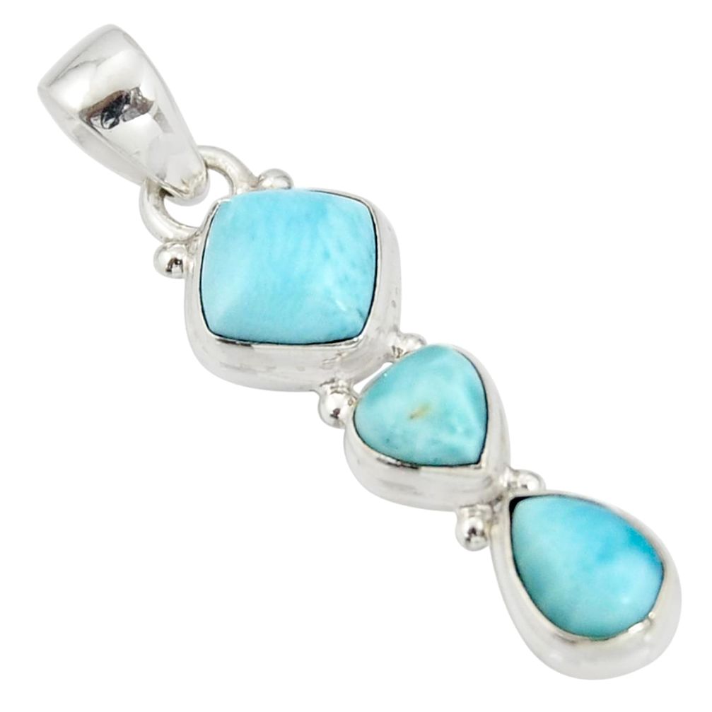 5.23cts natural blue larimar 925 sterling silver pendant jewelry r20634