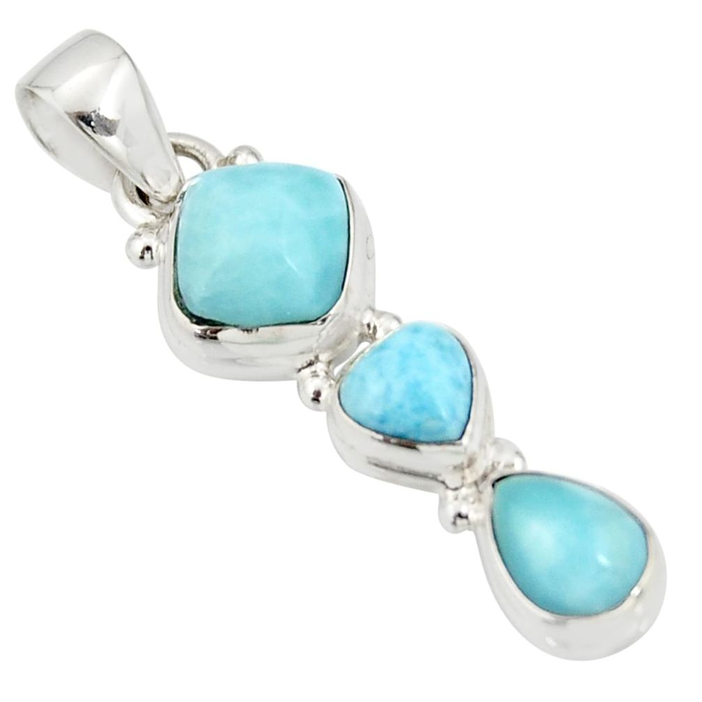 5.23cts natural blue larimar 925 sterling silver pendant jewelry r20637
