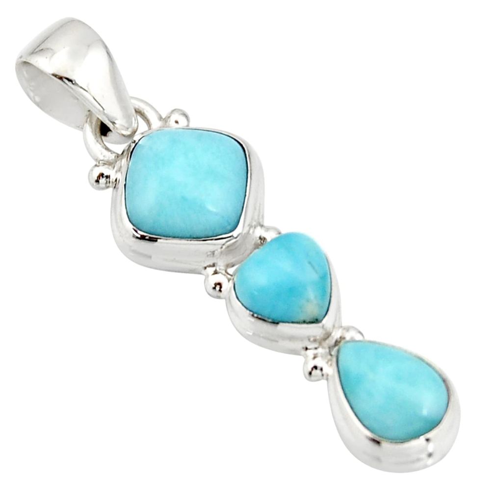 5.24cts natural blue larimar 925 sterling silver pendant jewelry r20638