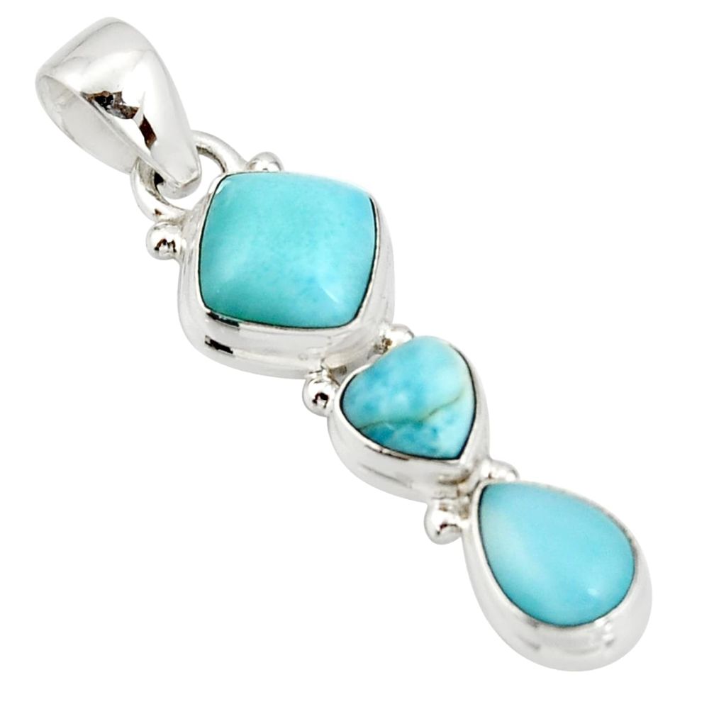 5.54cts natural blue larimar 925 sterling silver pendant jewelry r20640