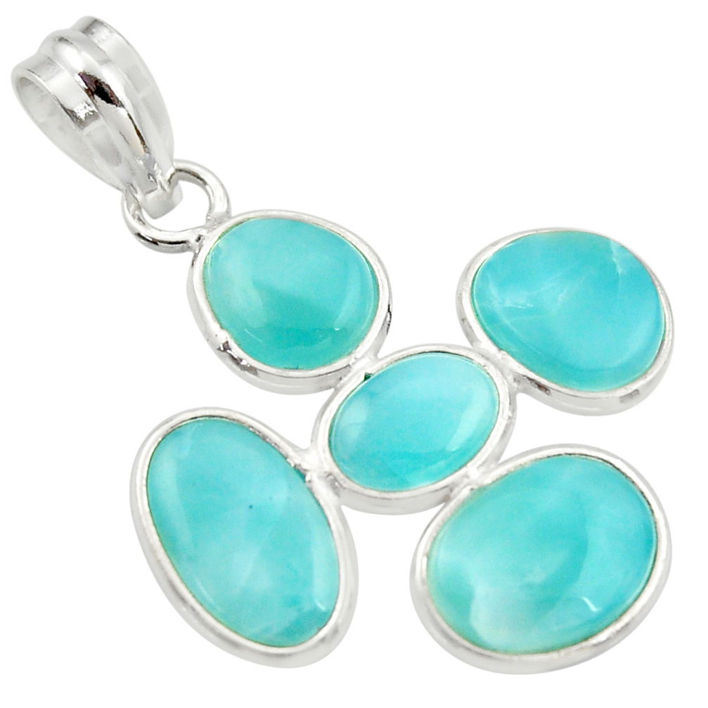 11.28cts natural blue larimar 925 sterling silver pendant jewelry r34925