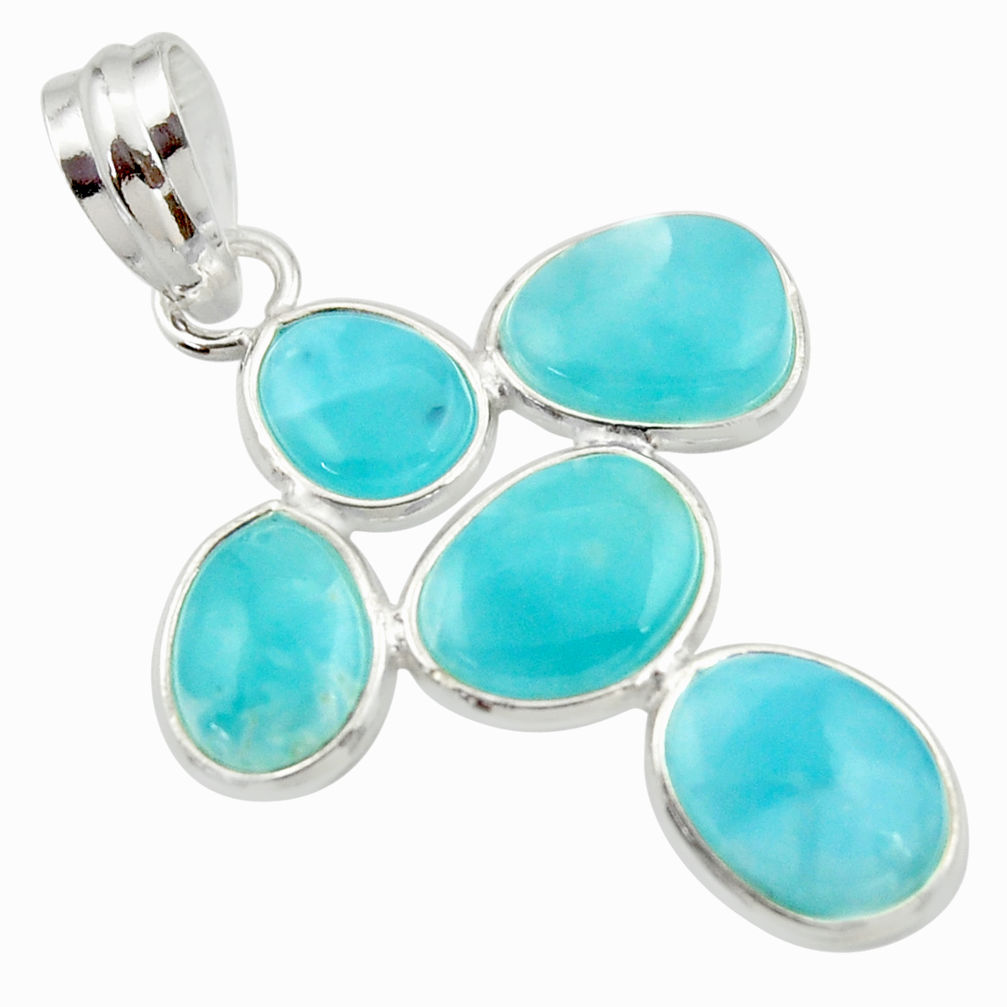 11.28cts natural blue larimar 925 sterling silver pendant jewelry r34929