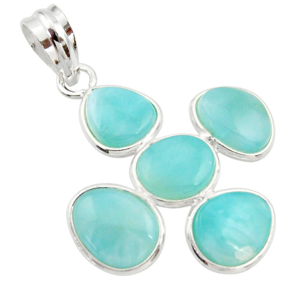 13.13cts natural blue larimar 925 sterling silver pendant jewelry r34930