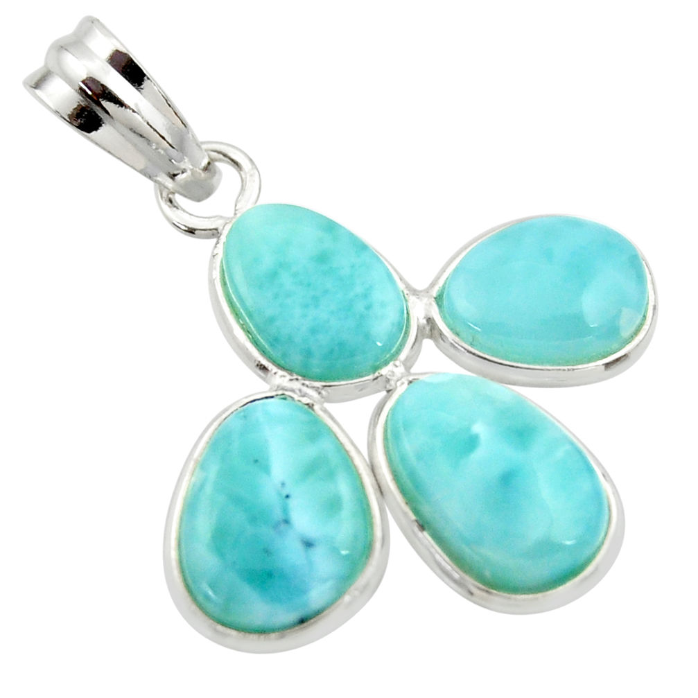 11.93cts natural blue larimar 925 sterling silver pendant jewelry r34934